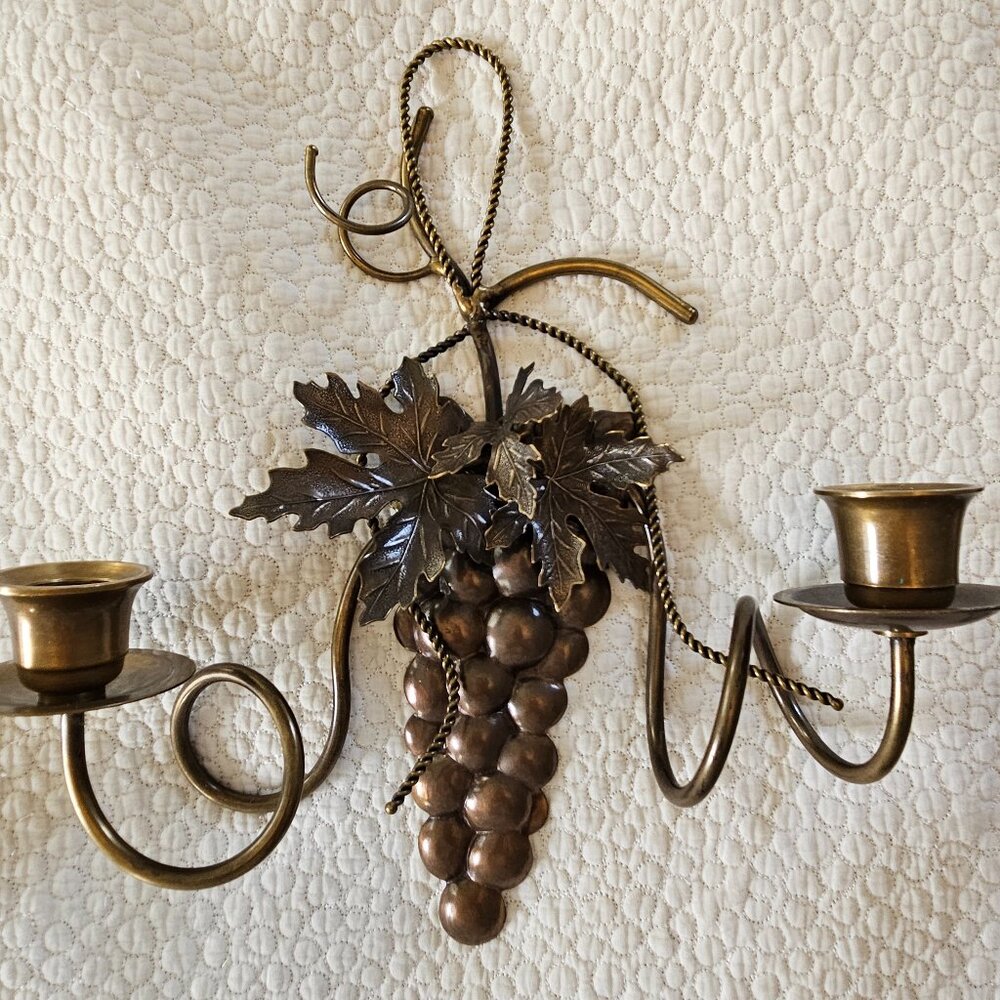 Pair of brass candle wall sconces